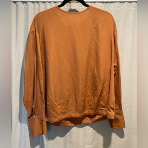 UNIQLO Rust Linen Blend Blouse